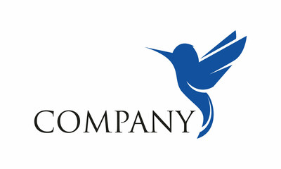 Blue Simple Humming Bird Logo Design Concept