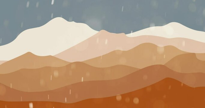 Parallax Animation Of Mountain Painting With Beautiful Combination