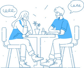 Couple on dating in cafe