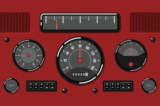 Old Car Dashboard Design And Illustration Art