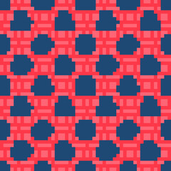 Blue line Cruise ship icon isolated seamless pattern on red background. Travel tourism nautical transport. Voyage passenger ship, cruise liner. Worldwide cruise. Vector