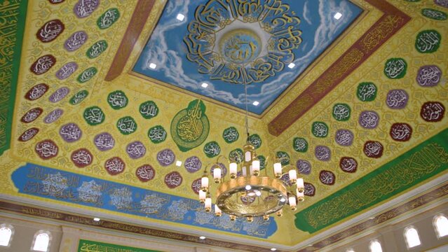 detail ceiling of the mosque aceh indonesia