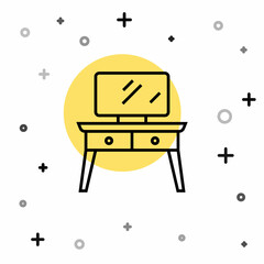 Black line Dressing table icon isolated on white background. Random dynamic shapes. Vector
