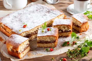 Apple pie, sponge cake, Charlotte with apples on a table