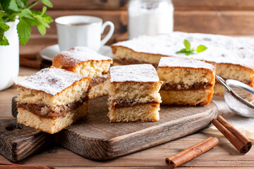 Apple pie, sponge cake, Charlotte with apples on a table