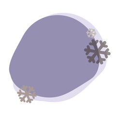 Simple template with snowflakes on colorful digital spots on isolated white. Colored Christmas, new year blotch. Trendy label brush stroke background