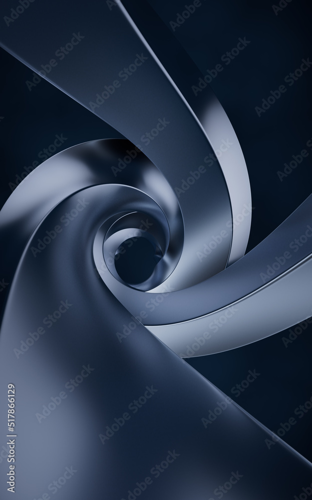 Wall mural metallic curve geometry background, 3d rendering.
