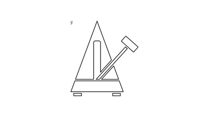 Black line Classic Metronome with pendulum in motion icon isolated on white background. Equipment of music and beat mechanism. 4K Video motion graphic animation