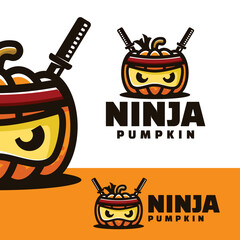 Cute ninja pumpkin logo art illustration © Kholisatul walidah