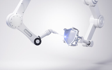 Mechanical arm with white background, 3d rendering.