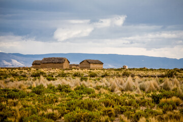 Landscape of Bolivia, prairie and mountains. Nature of Altiplano, South America