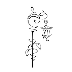 object 40. stylized ornate pendant with leaves, swirls and a street lamp. graphic decor