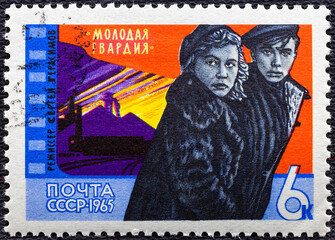 Soviet Union, USSR - circa 1965 : a postage stamp from Soviet Union, USSR, showing a Scene from...