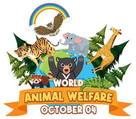 Obraz na płótnie Canvas World Animal Welfare Day Poster