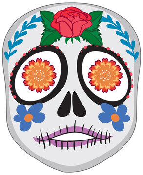 Mexican painted skull isolated