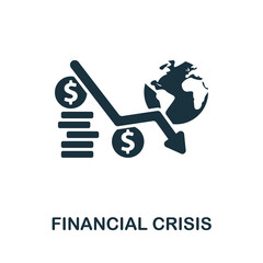 Financial Crisis icon. Monochrome simple line Economic Crisis icon for templates, web design and infographics