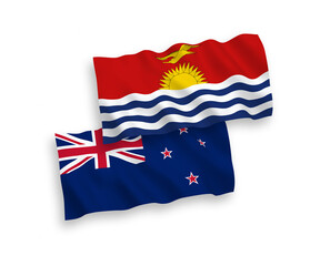 Flags of New Zealand and Republic of Kiribati on a white background