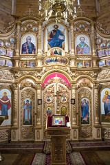 Interior of the Wooden Church of St. Righteous Peter the Long-suffering in Kholodny Yar, Ukraine	
