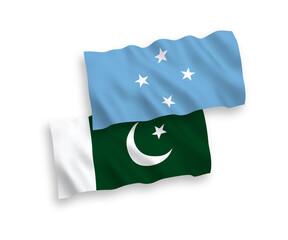 Flags of Federated States of Micronesia and Pakistan on a white background