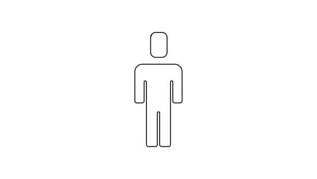 Black line Head hunting icon isolated on white background. Business target or Employment sign. Human resource and recruitment for business. 4K Video motion graphic animation