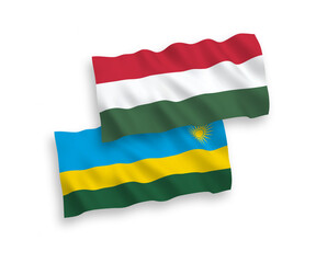 Obraz premium Flags of Republic of Rwanda and Hungary on a white background