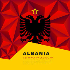 Abstract background in the form of colorful red pyramids. Polygonal flag of Albania. Vector illustration.