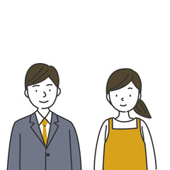 Fototapeta premium ビジネスマンとエプロンをつけた女性