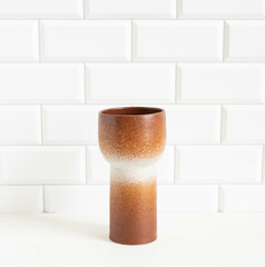 Mid-century modern design pottery - brown vase