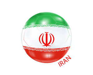 A soccer ball with the image of the flag of Iran.Vector illustration of a soccer ball.The 2022 Football Championship in Qatar.