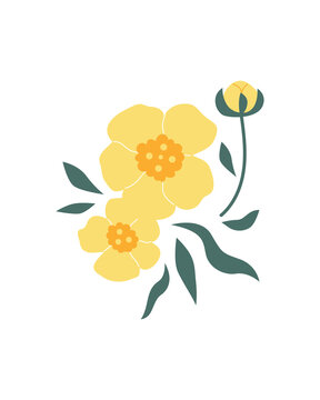 yellow flowers with green leaves clip art preview