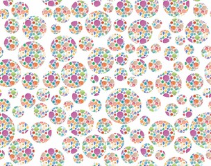 Abstract background multicolored balls of different sizes on a white background