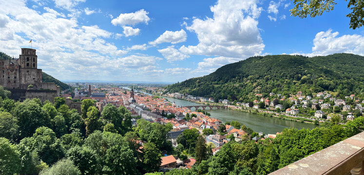 Heidelberg Castle, River and Old Town Panorama