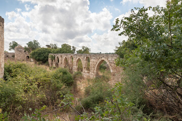 Obraz premium The well-preserved remains of the Gaaton Crusader fortress near Kibbutz Gaaton, in Galilee, northern Israel