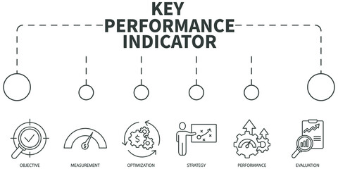 Key Performance Indicator Vector Illustration concept. Banner with icons and keywords . Key Performance Indicator symbol vector elements for infographic web