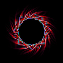 Red blue star vortex spirograph circle ring. Use photoshop layer mode lighten, screen, linear dodge (add) to remove the background	