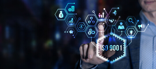 Internet, business, Technology and network concept. The concept of business, technology, the Internet and the network. Virtual button.