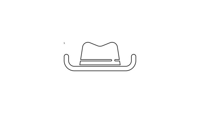 Black line Western cowboy hat icon isolated on white background. 4K Video motion graphic animation