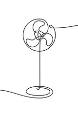 Electric fan in continuous line art drawing style. Ventilator black linear sketch isolated on white background. Vector illustration