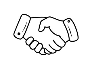 Doodle handshake icon. Hand drawn cooperation vector illustration. Shake hands - business element
