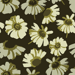 seamless plants pattern background with daisy flowers , greeting card or fabric
