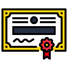 Certificate filled line color icon. Can be used for digital product, presentation, print design and more.