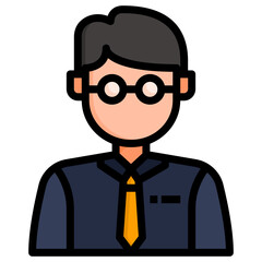 Teacher filled line color icon. Can be used for digital product, presentation, print design and more.