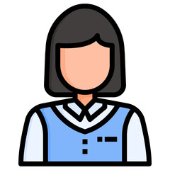 Student Girl filled line color icon. Can be used for digital product, presentation, print design and more.