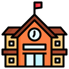 Highschool filled line color icon. Can be used for digital product, presentation, print design and more.