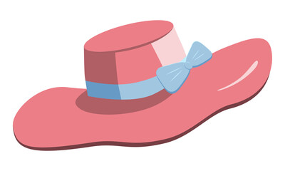 Headdress. Women's pink hat with a bow. Vector illustration