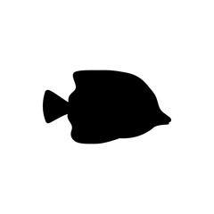Best yellow tang silhouette vector for yellow tang icon illustration on white background