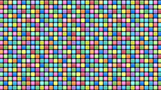 Animated retro old background with flashing colored squares