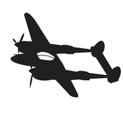 flying vintage war plane silhouette vector design