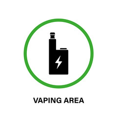 Obraz premium Vape Zone Place Glyph Silhouette Icon. Vaping Electric Cigarette Area Sign. Smoke Electronic Cigarette Zone Green Pictogram. Safe Smoking E-Cigarette Room Allow Symbol. Isolated Vector Illustration