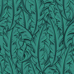 Banana Leaf Seamless Pattern, Tropical Leaf Background